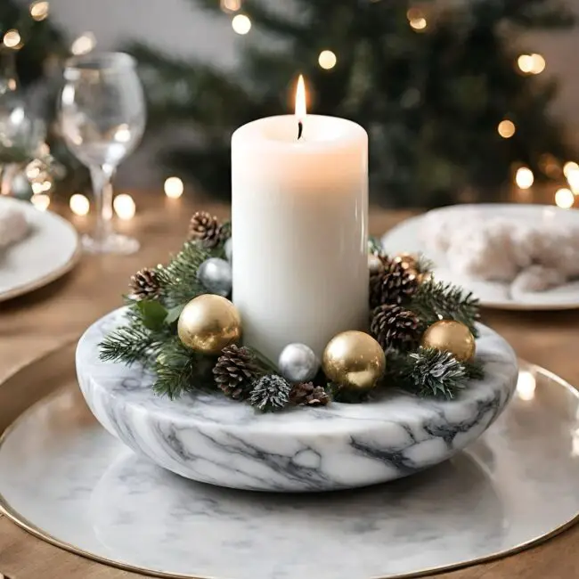 Marble Candle Holder for Seasonal Decor