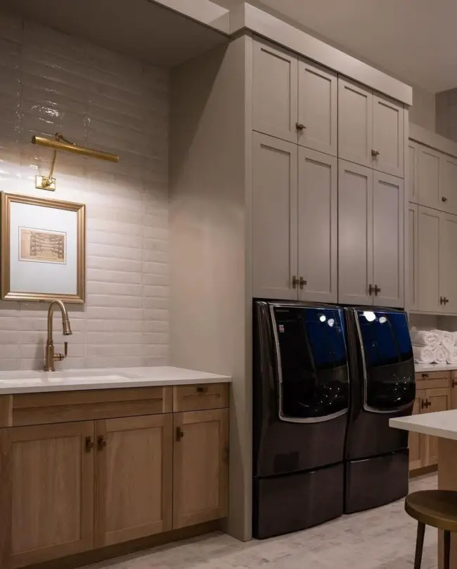 Elegant Laundry with Black Appliances