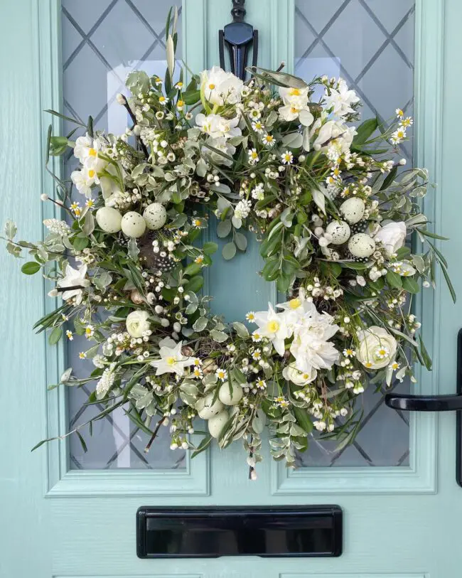 Nature-Inspired Wildflower and Egg Wreath