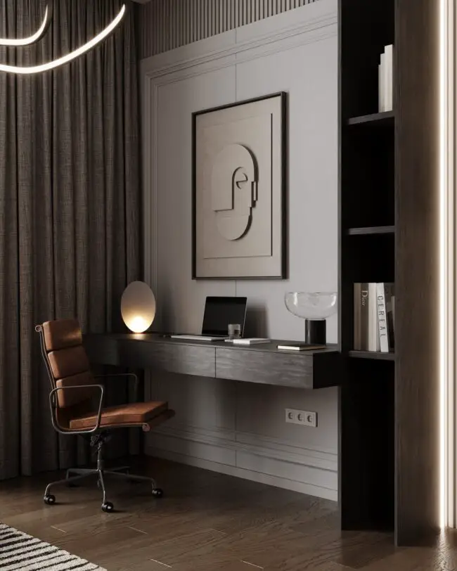 Dark, Contemporary Workspace Design