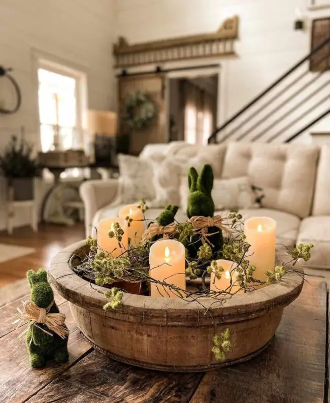 Candles, Greenery, and Rustic Details