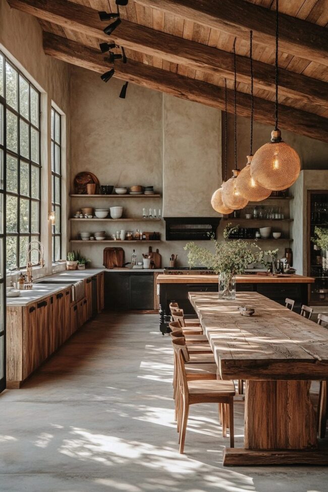 Spacious Industrial Kitchen with Lofty Ceilings