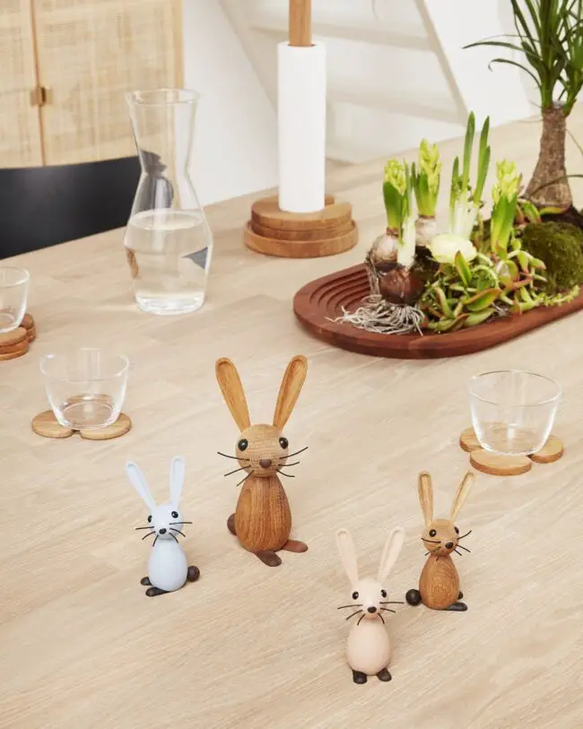 Charming Modern Bunny Family in Wood