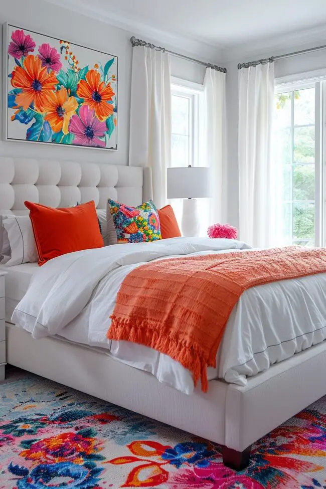 Colorful Accents Brightening a White Room