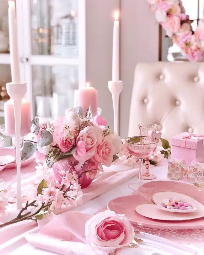 Charming Pink Table Setting for Valentine's