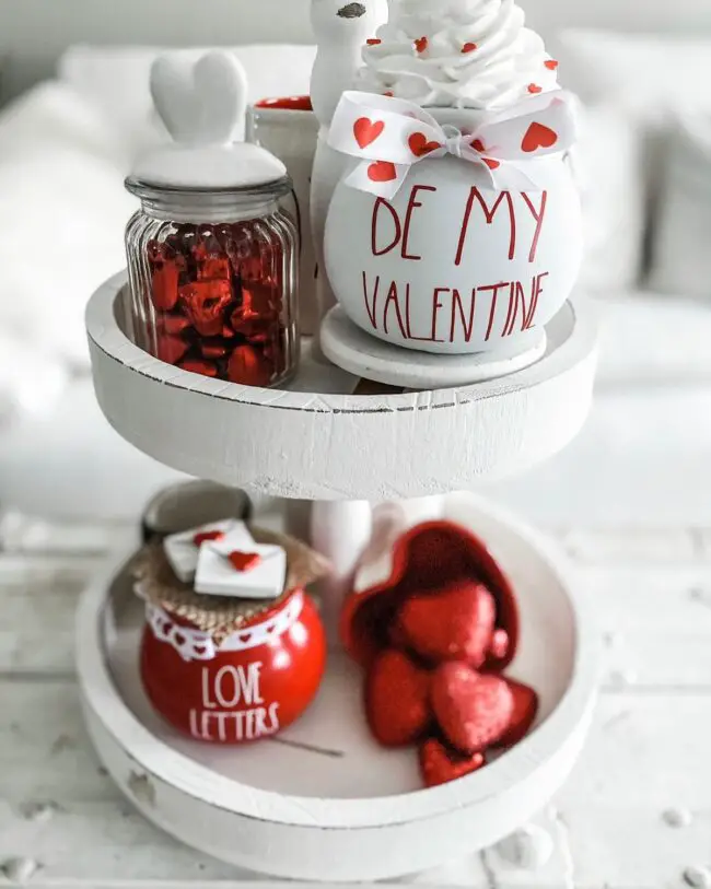 Charming Valentine's Day Tiered Tray Display