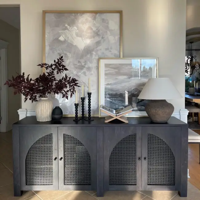 Bold Black Sideboard with Artistic Appeal