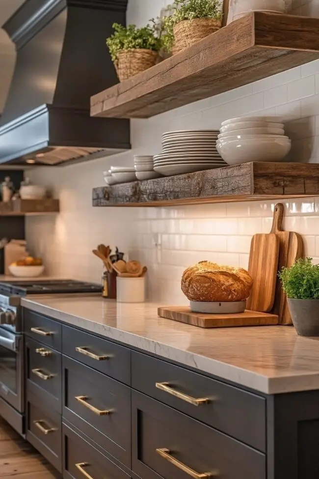 Stylish Kitchen with Floating Shelves