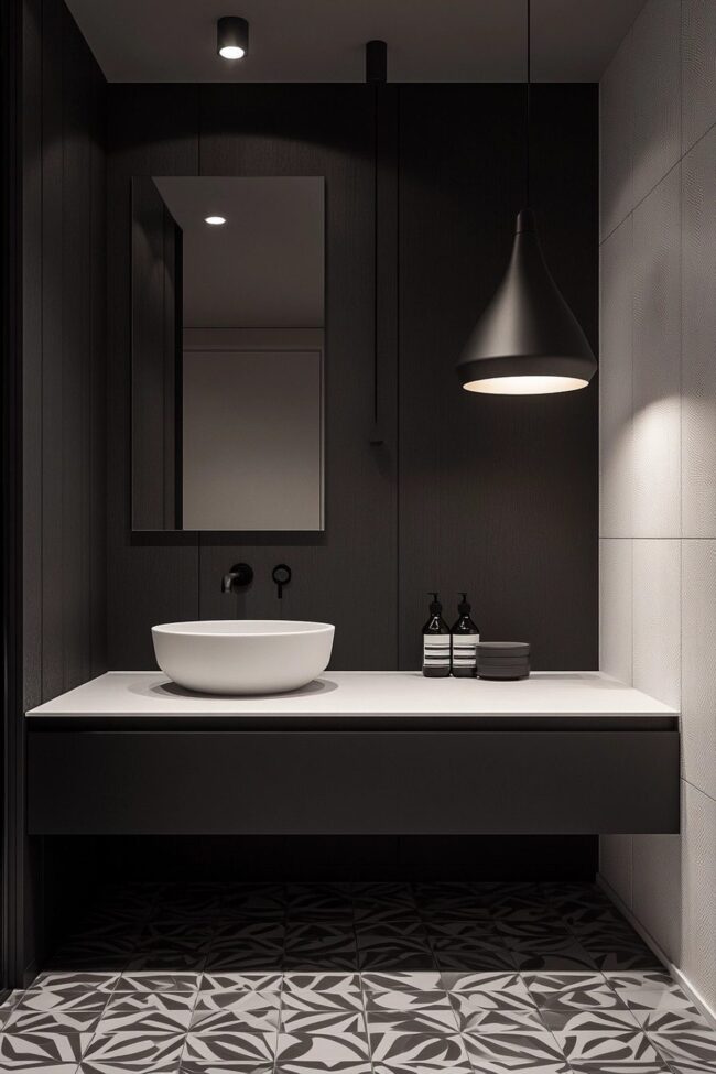 Chic Black and White Bathroom Design