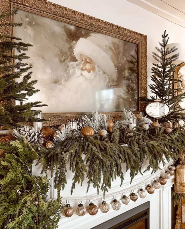 A Classic Christmas Mantel with Vintage Cheer