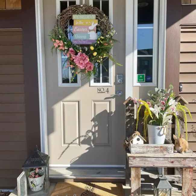 Charming Floral Bunny Door Decor