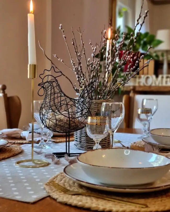 Charming Wire Chicken Centerpiece for Easter