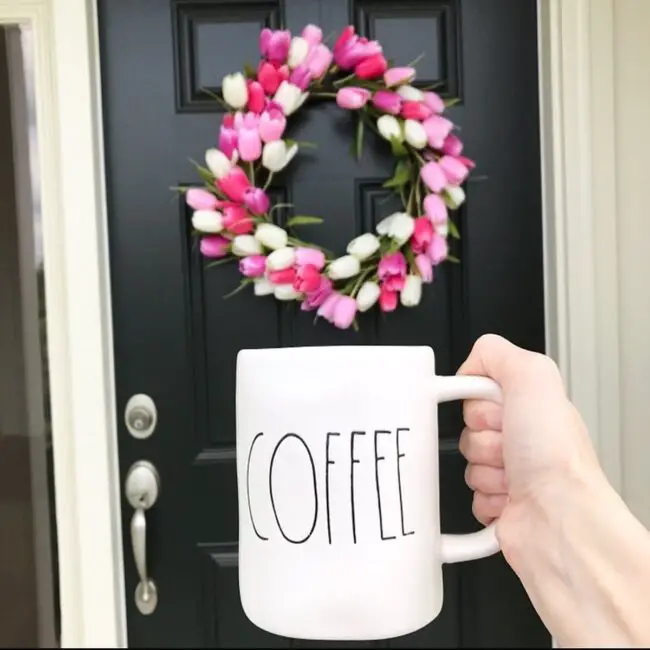 Bright Pink Tulip Wreath for Inviting Entry