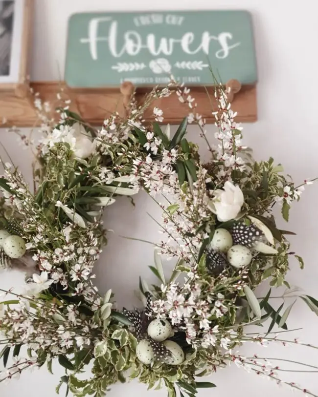 Whimsical Easter Wreath with Feathers and