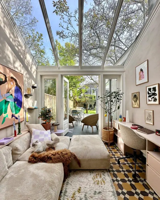 Bright Artistic Sunroom Space