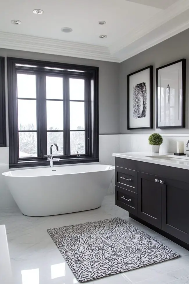 Inviting White Fixtures with Dark Cabinets