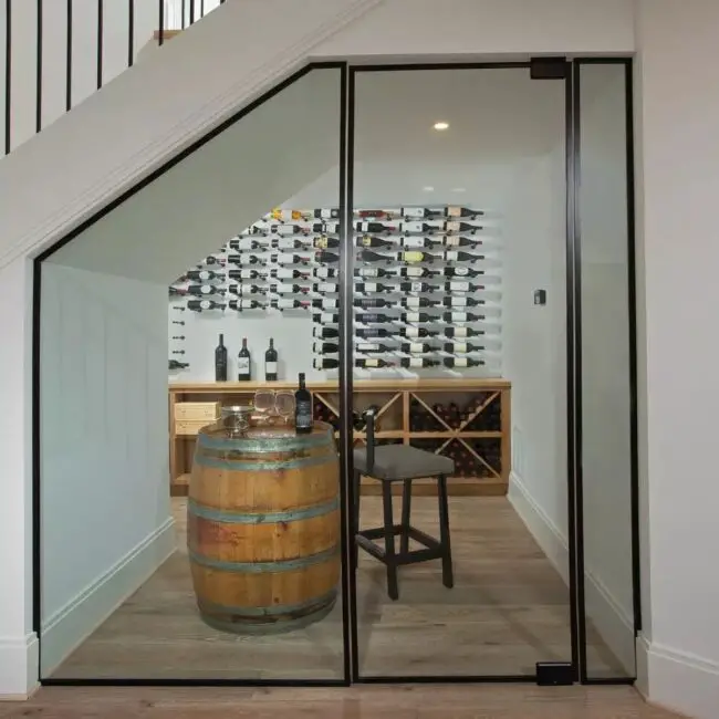 Under-Stairs Wine Room with Tasting Space