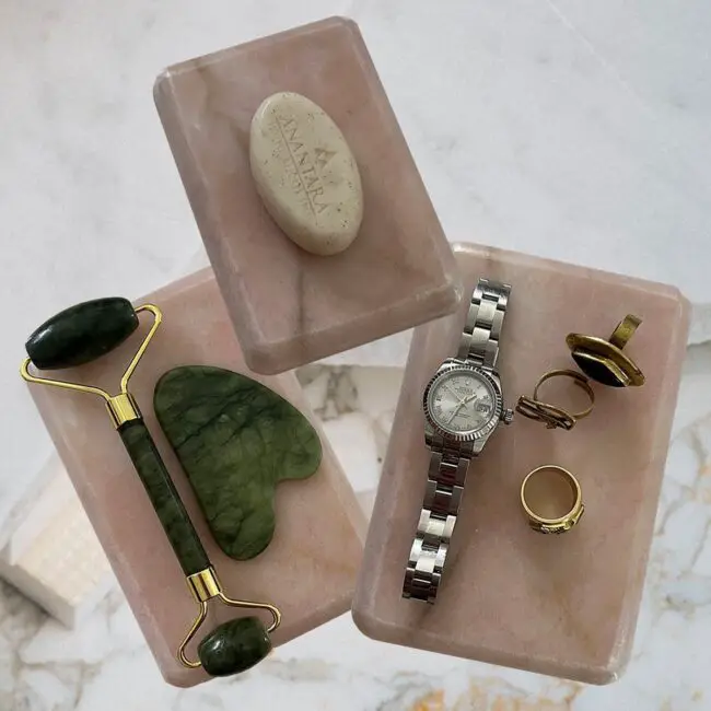 Pink Marble Vanity Trays