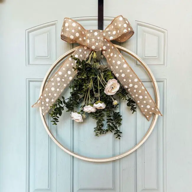 Chic Hoop Wreath with Polka Dot Bow