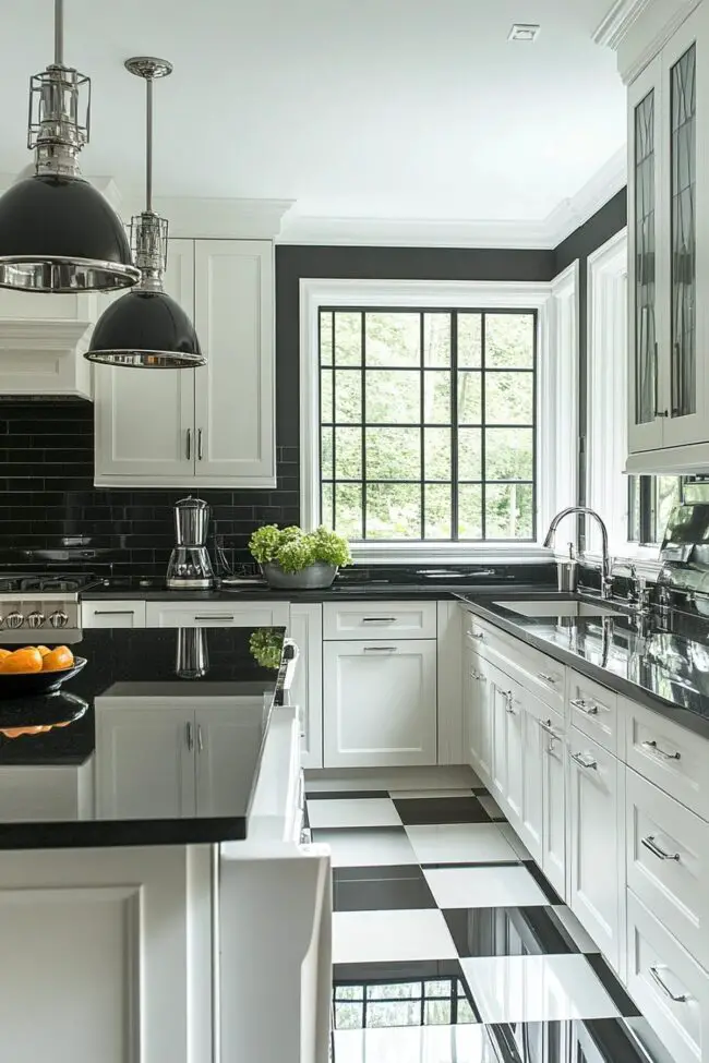 Striking Black and White Kitchen Design