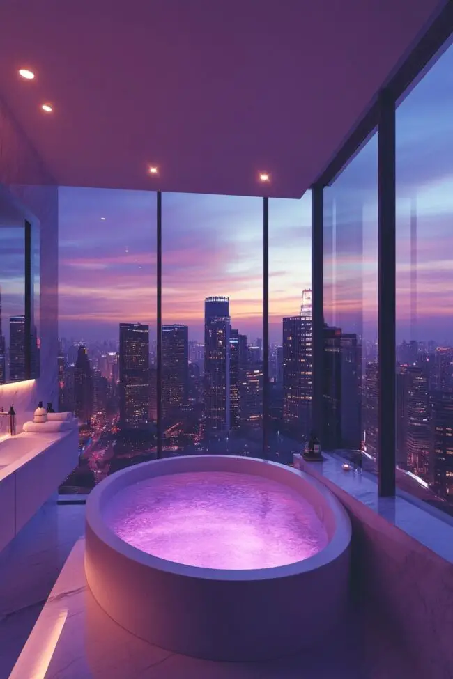 Stunning Bathroom with Skyline Vista