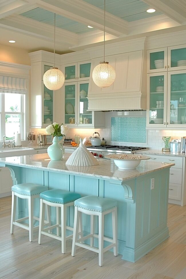 Calm Coastal-Themed Kitchen Designs