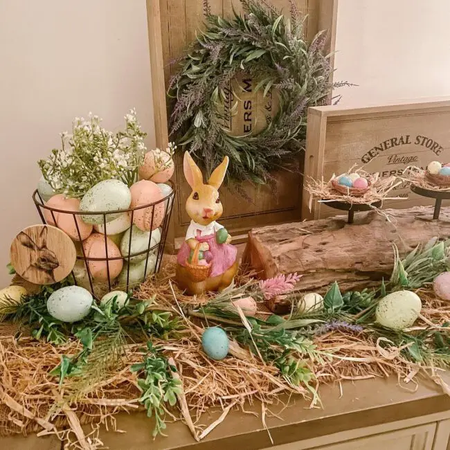 Country Basket Overflowing with Blooms