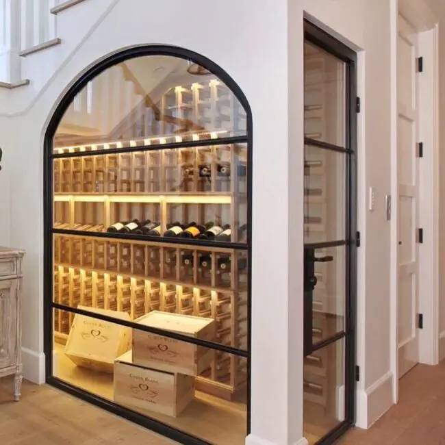 Glass-Enclosed Wine Storage with Elegance