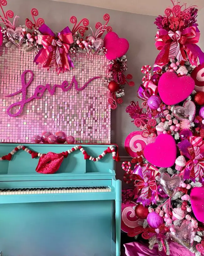 Colorful Valentine's Piano Candy Tree Showcase