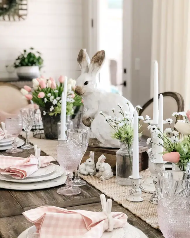 Whites and Woods in an Easter Table Bloom