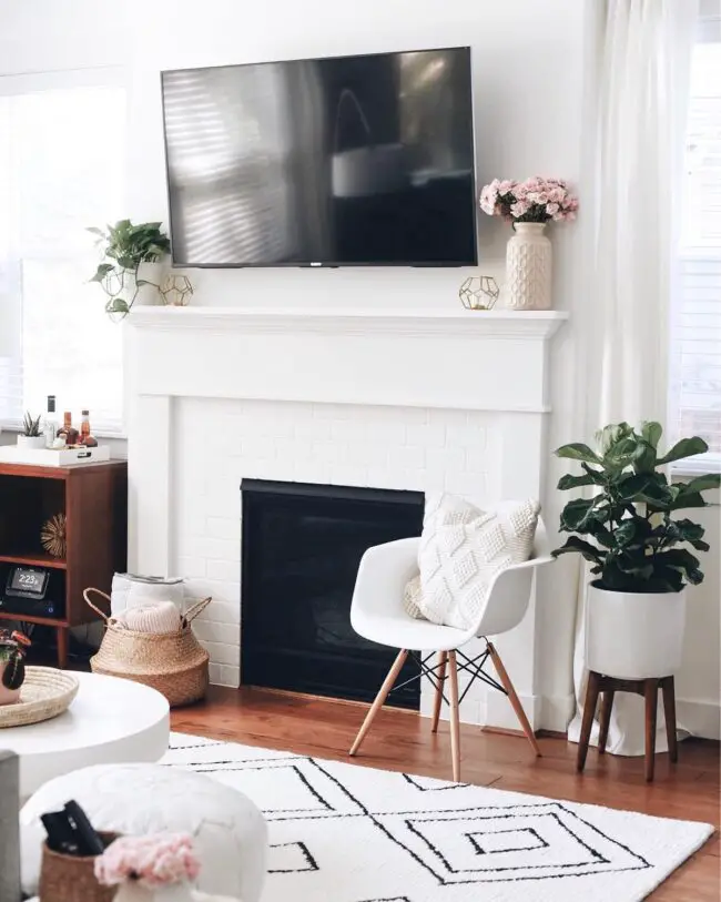 Modern Mantle with TV and Minimalist Design