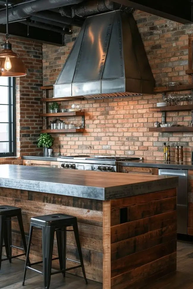 Raw Brick Style in Kitchen Design