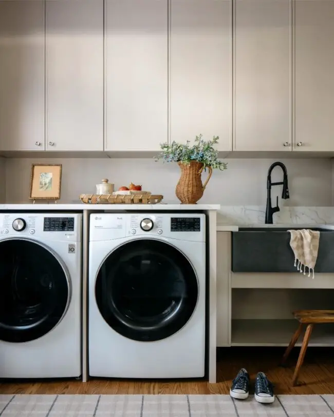 Cozy Laundry with Wooden Accents