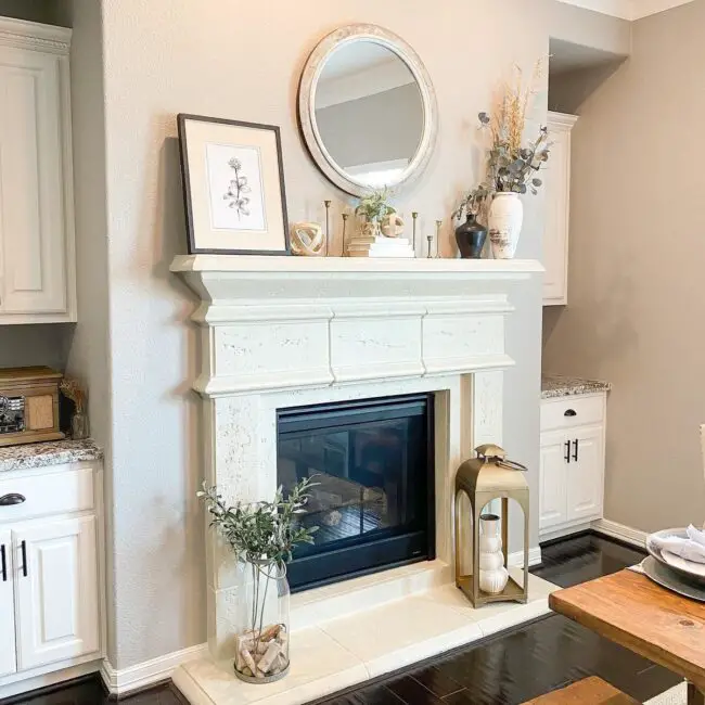 Neutral Toned Mantle with Large Statement Mirror