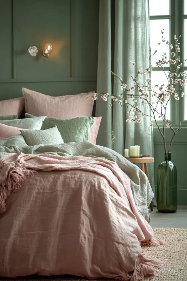 Refreshing Spring Green and Dusty Rose Space