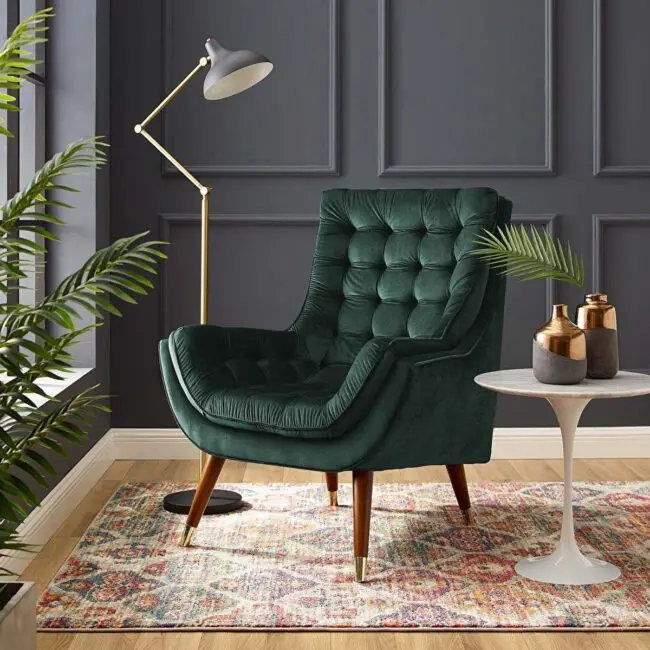 Tufted Emerald Lounge Chair