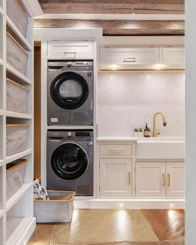 Rustic Laundry with Exposed Beams