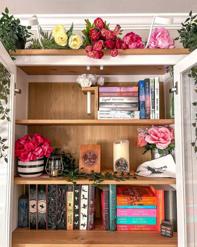 Wooden Shelves with Floral Delight