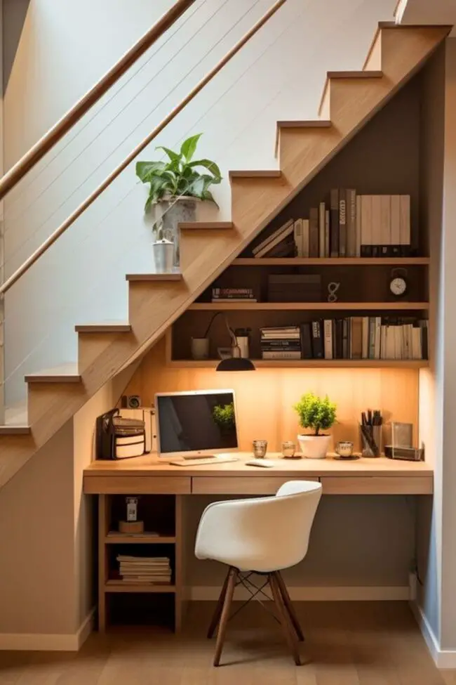 Practical Understairs Workspace Design