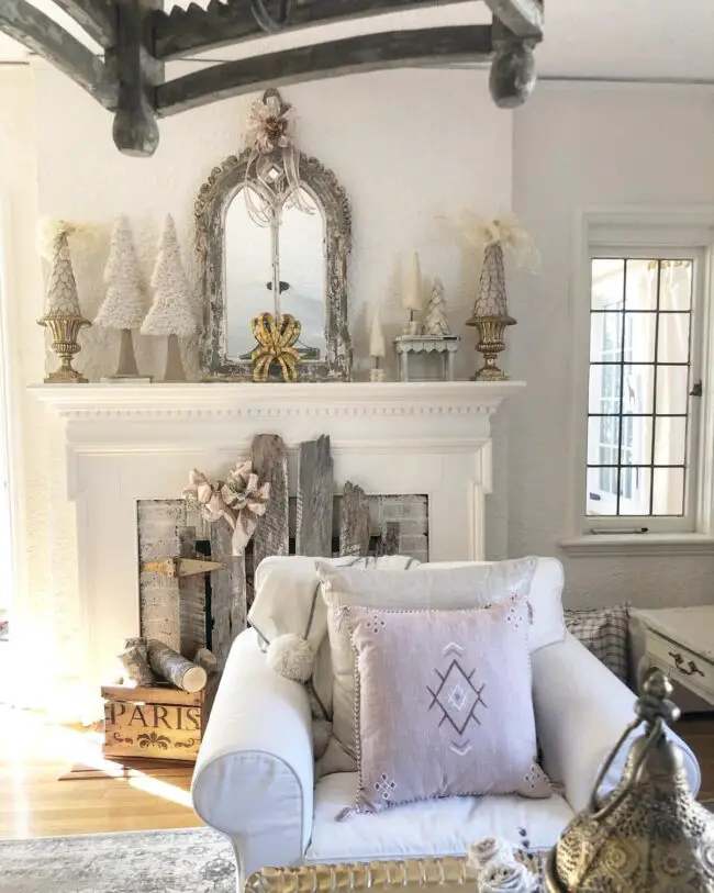 French-Inspired Christmas Mantle with Soft Details