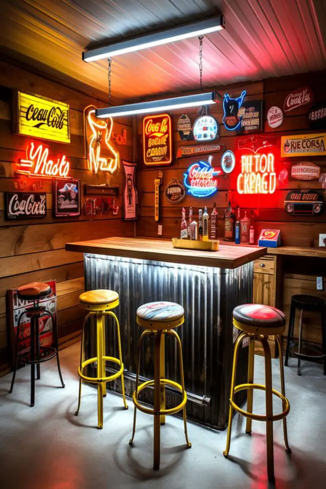 Neon-Inspired Bar with Lively Atmosphere