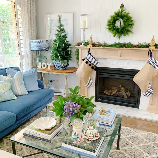 Festive Christmas Mantle with Stockings