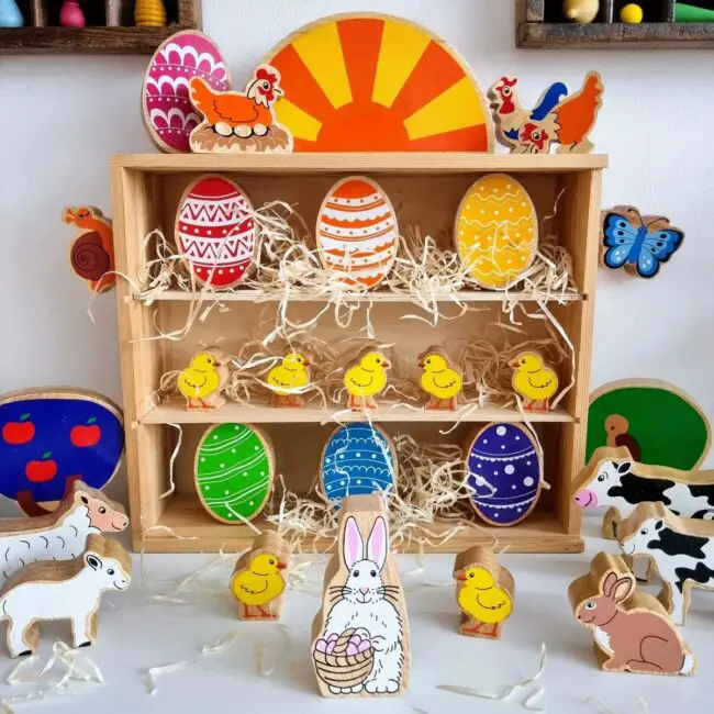 Whimsical Wooden Easter Farmyard Display