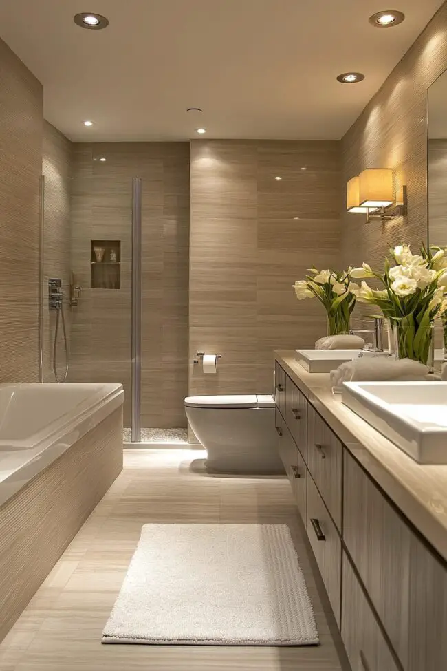 Beige Sanctuary with Modern Tub Features