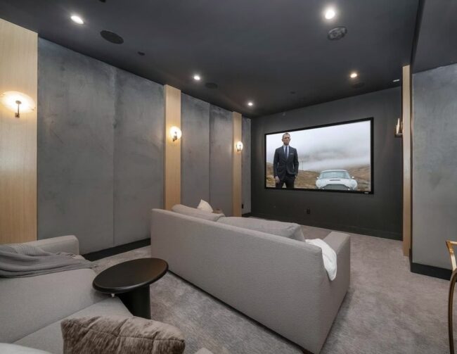 Light Wood-Toned Modern Home Theater