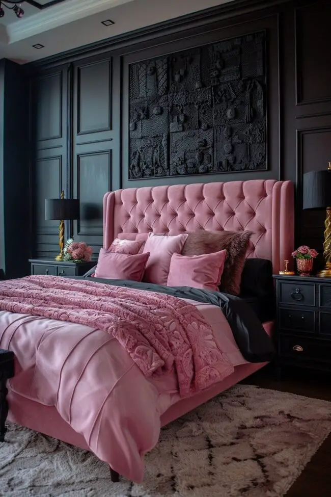 Chic Pink Velvet with Dark Accents