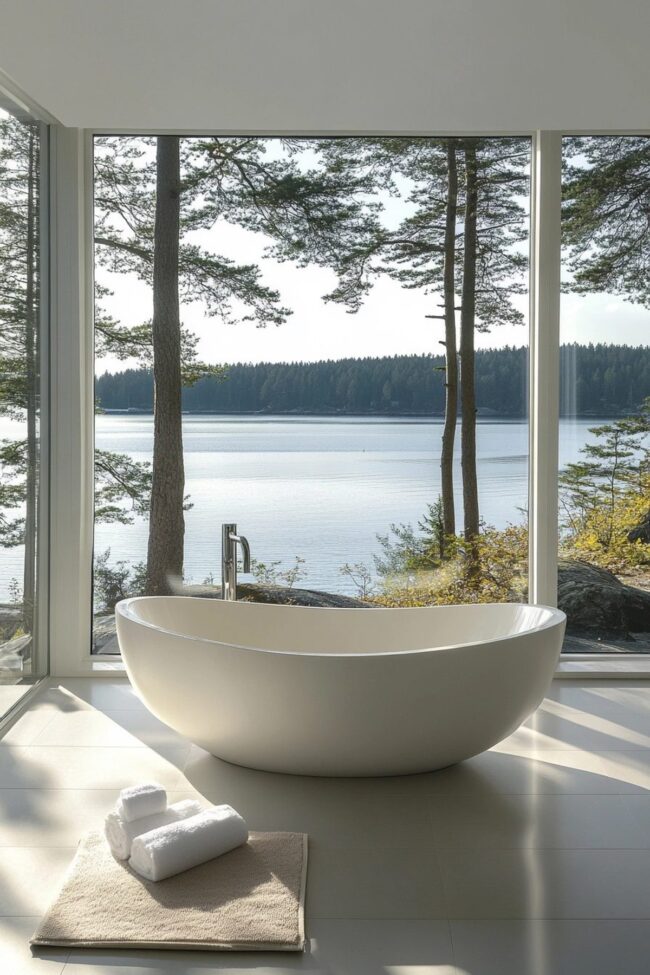 Streamlined Bathroom by the Water