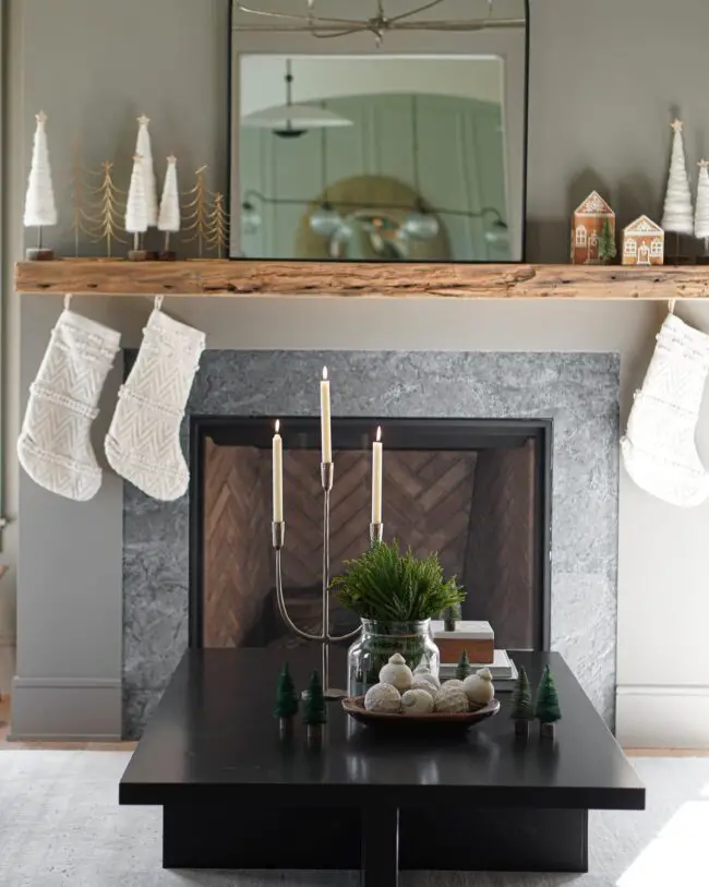 Sleek Modern Christmas Mantle with Simple Decor