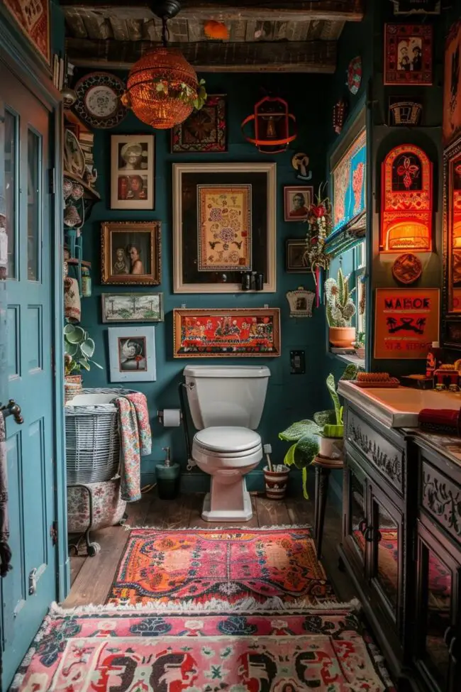 Eclectic Color Burst in Vibrant Bathroom