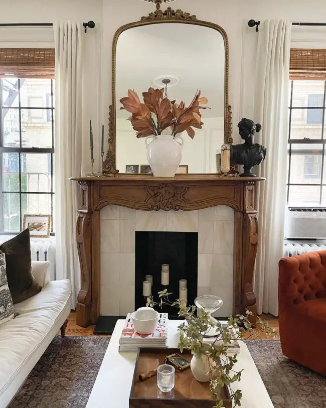 Vintage Mantle with Ornate Mirror